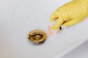 Scrubbing bathroom sink
