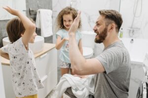 Happy Family in bathroom